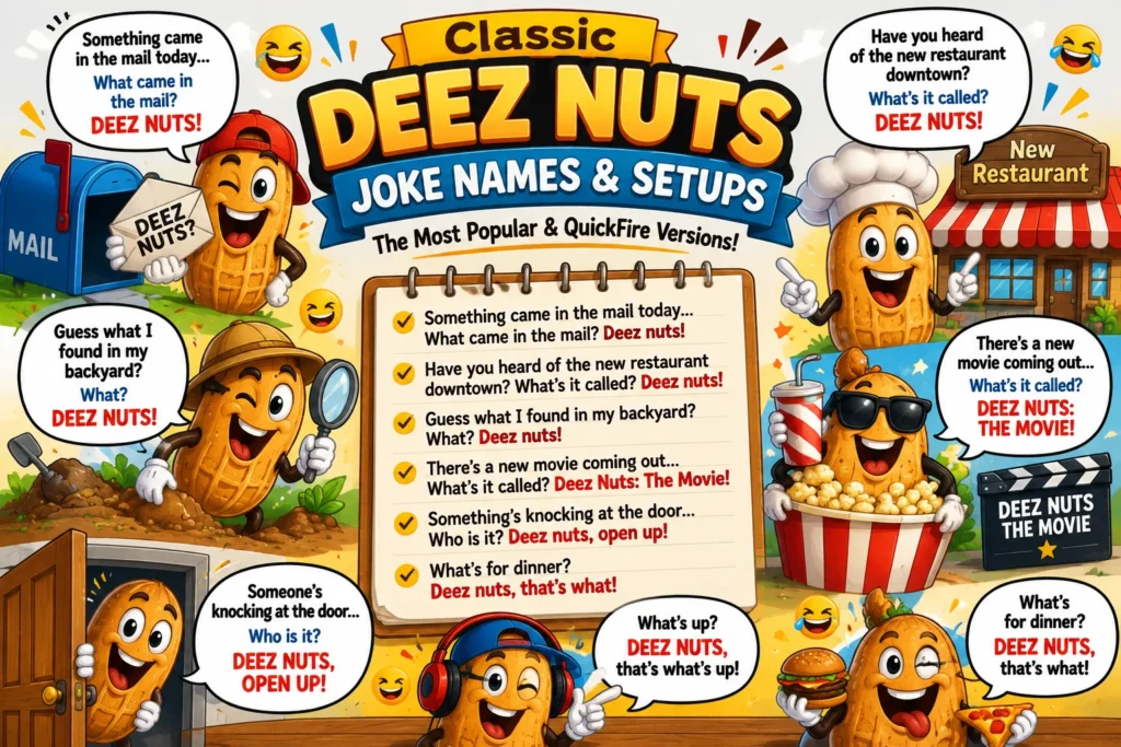 Classic Deez Nuts Joke Names & Setups