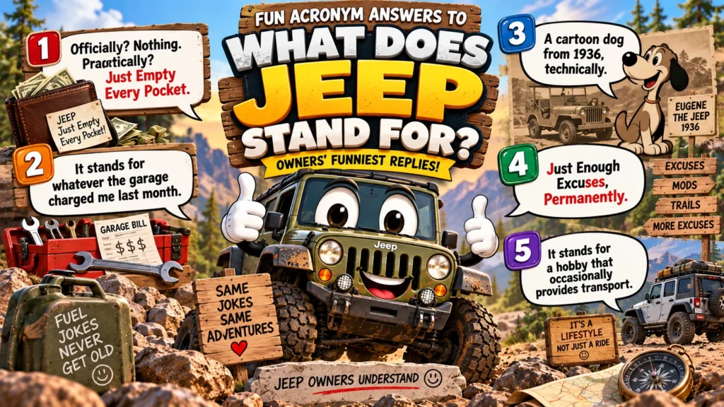 Fun Acronym Answers to What Does Jeep Stand For?