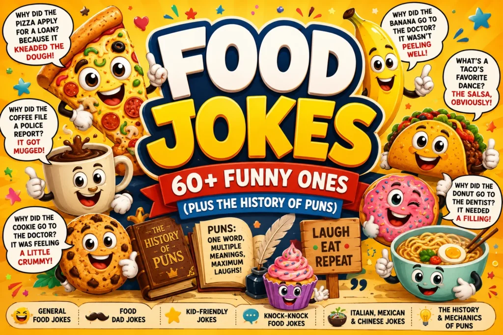 Food Jokes | 60+ Funny Ones (Plus the History of Puns)
