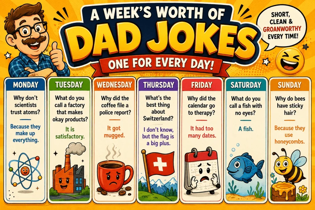 A Week's Worth of Dad Jokes (Monday to Sunday)