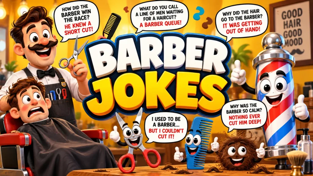 Barber Jokes The Short Cut Riddle, the Barber Queue Pun, and Why the Pole Is Red and White