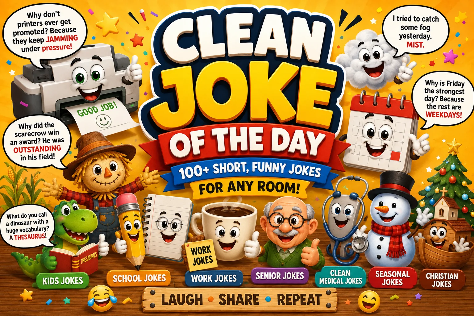 Clean Joke of the Day | 100+ Short, Funny Jokes for Any Room