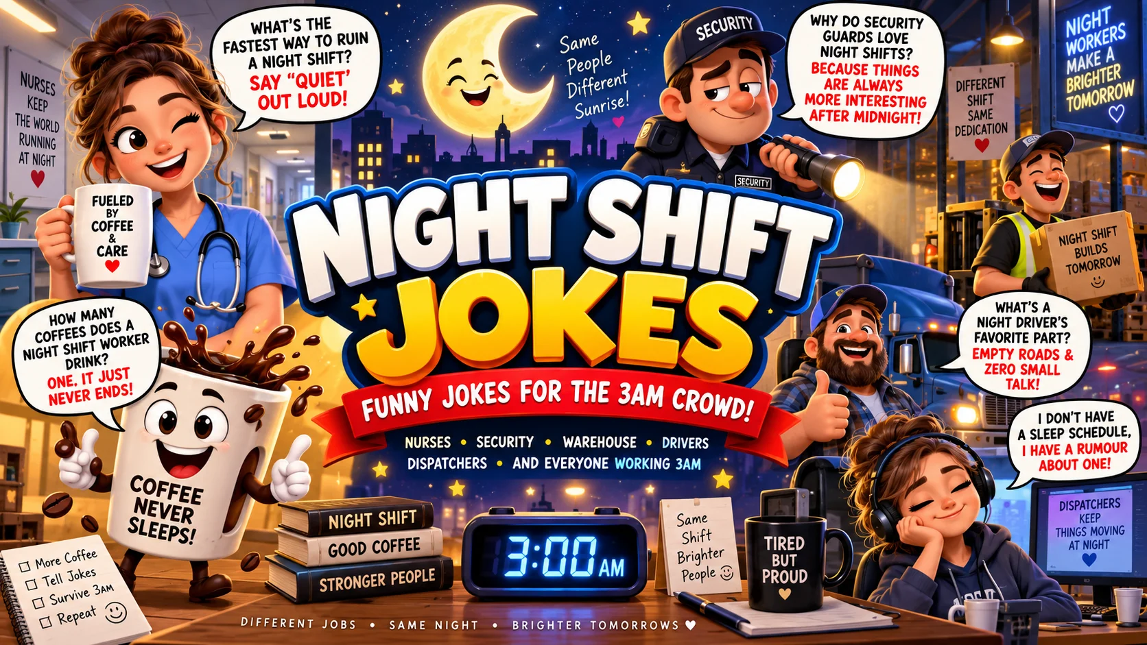 60+ Funny Night Shift Jokes for Nurses, Security & Everyone Working 3AM