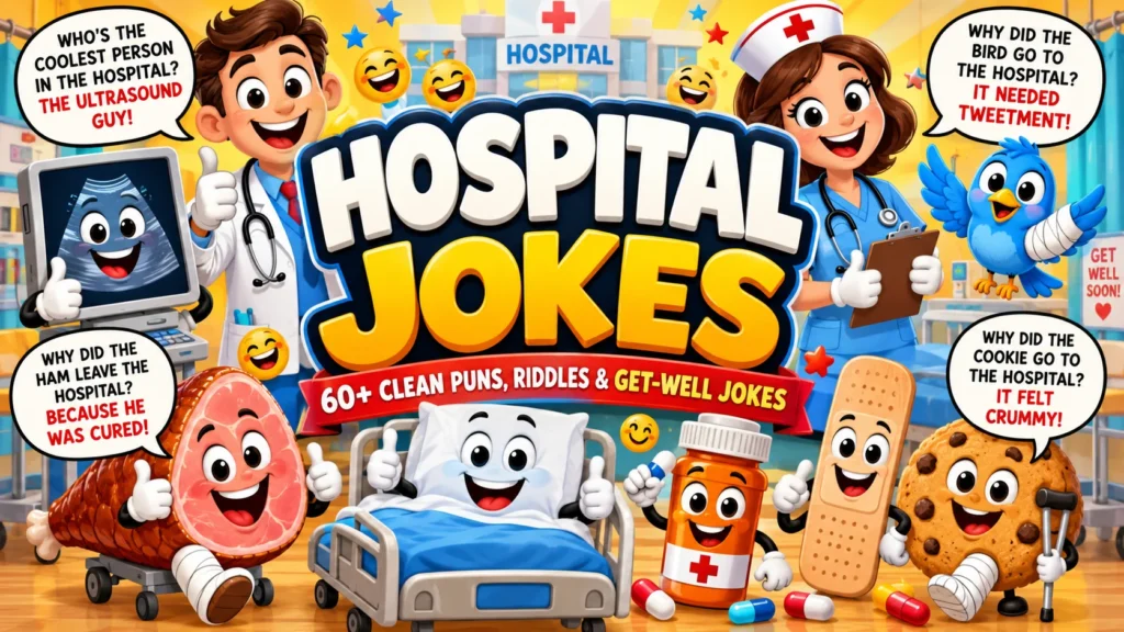 Hospital Jokes and Clean Puns, Riddles and Lines to Cheer Someone Up