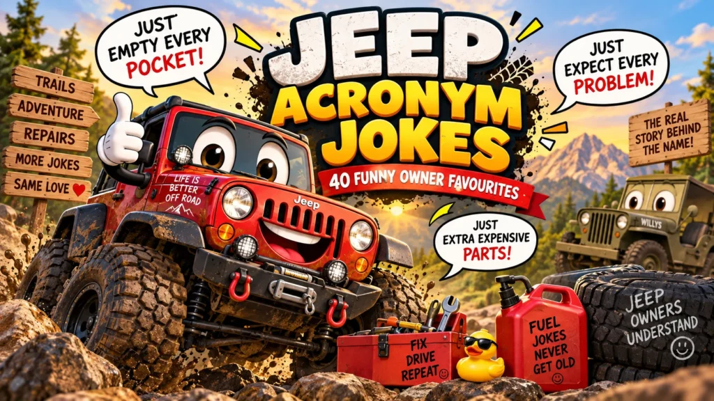 Jeep Acronym Jokes | 40 Owner Favourites and What JEEP Really Stands For