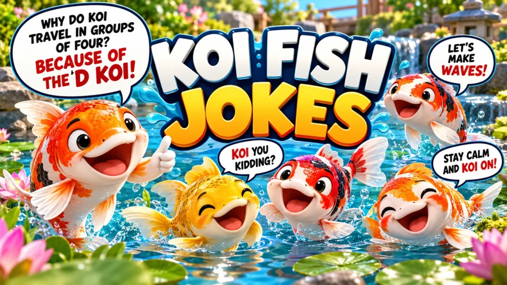 Koi Fish Joke | Funny Koi Jokes, Dad Jokes, Puns & the D Koi Meaning