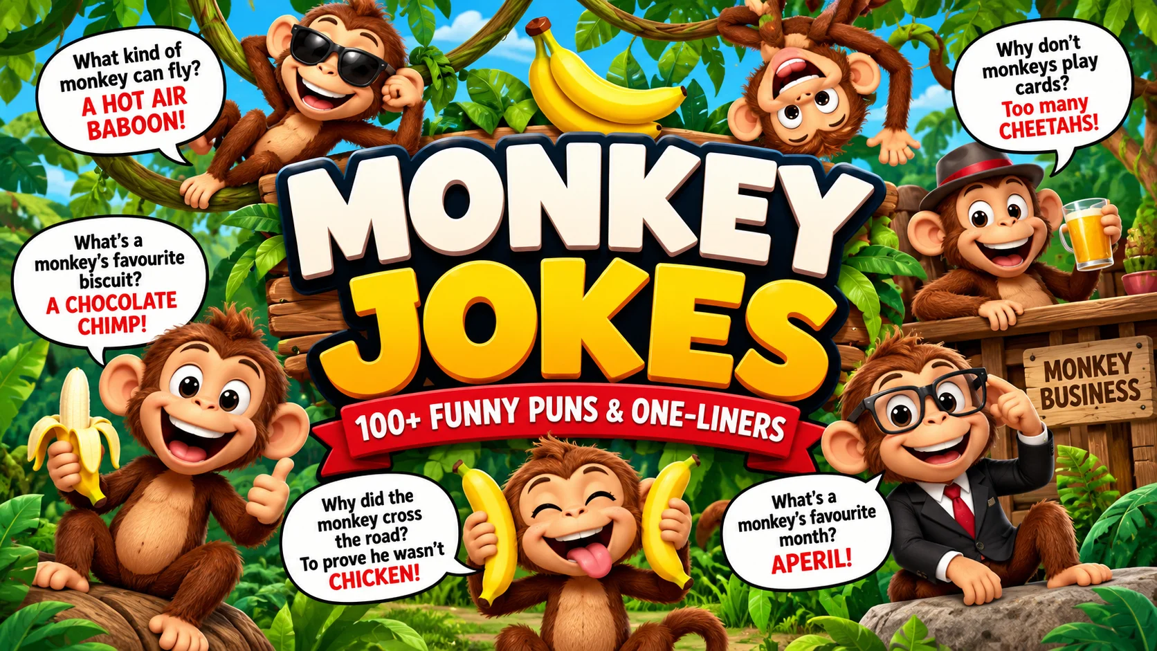 Monkey Jokes | 100+ Funny Puns, Kids’ Jokes and One Liners