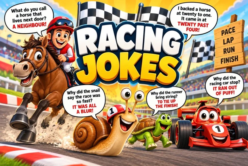 Racing Jokes | The Snail Classic, Motorsport Puns, and the Real Rules Behind Funny Racehorse Names
