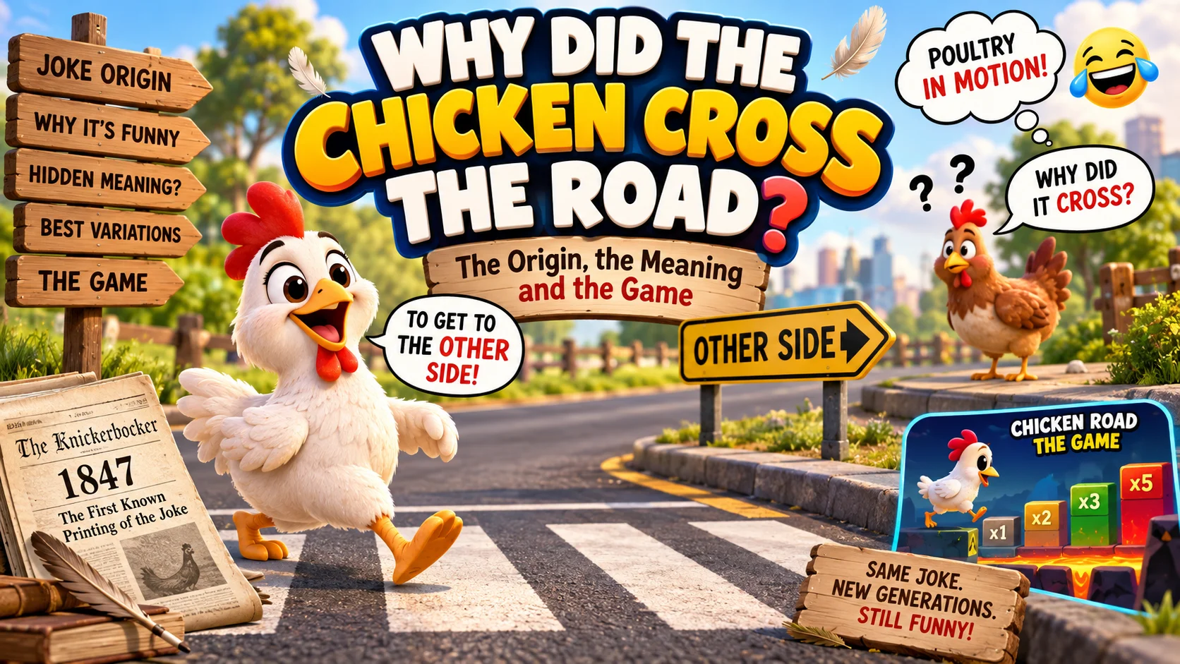 Why Did the Chicken Cross the Road? The Origin, the Meaning and the Game