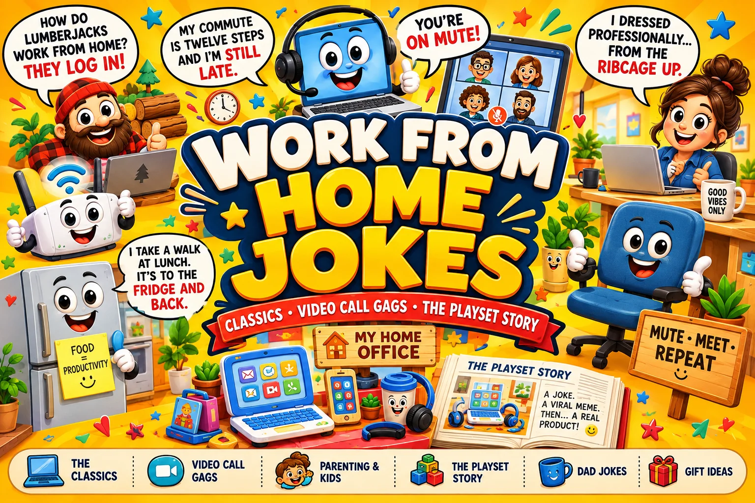 Work From Home Jokes | The Classics, the Playset, and What Lands on Video Calls
